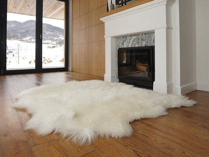 GIANT SHEEPSKIN Triple XXL White Throw Genuine leather Sheep Skin 64" x 46" Decorative rug Natural comfy,cozy, hair is very thick, shiny !