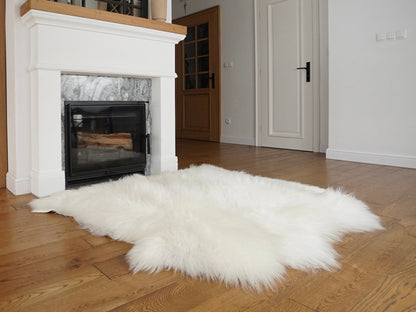 GIANT SHEEPSKIN Triple XXL White Throw Genuine leather Sheep Skin 64" x 46" Decorative rug Natural comfy,cozy, hair is very thick, shiny !