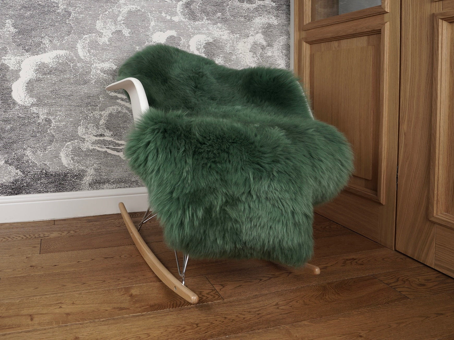 SHEEPSKIN Green Olive colour Throw Genuine leather Sheep Skin  Decorative rug brown comfy, cozy, hair is very thick, shiny color.