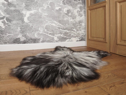 SHEEPSKIN Icelandic Grey Throw Genuine leather Sheep Skin 54"x 32" Decorative rug White comfy XF15 cozy, hair is very thick,