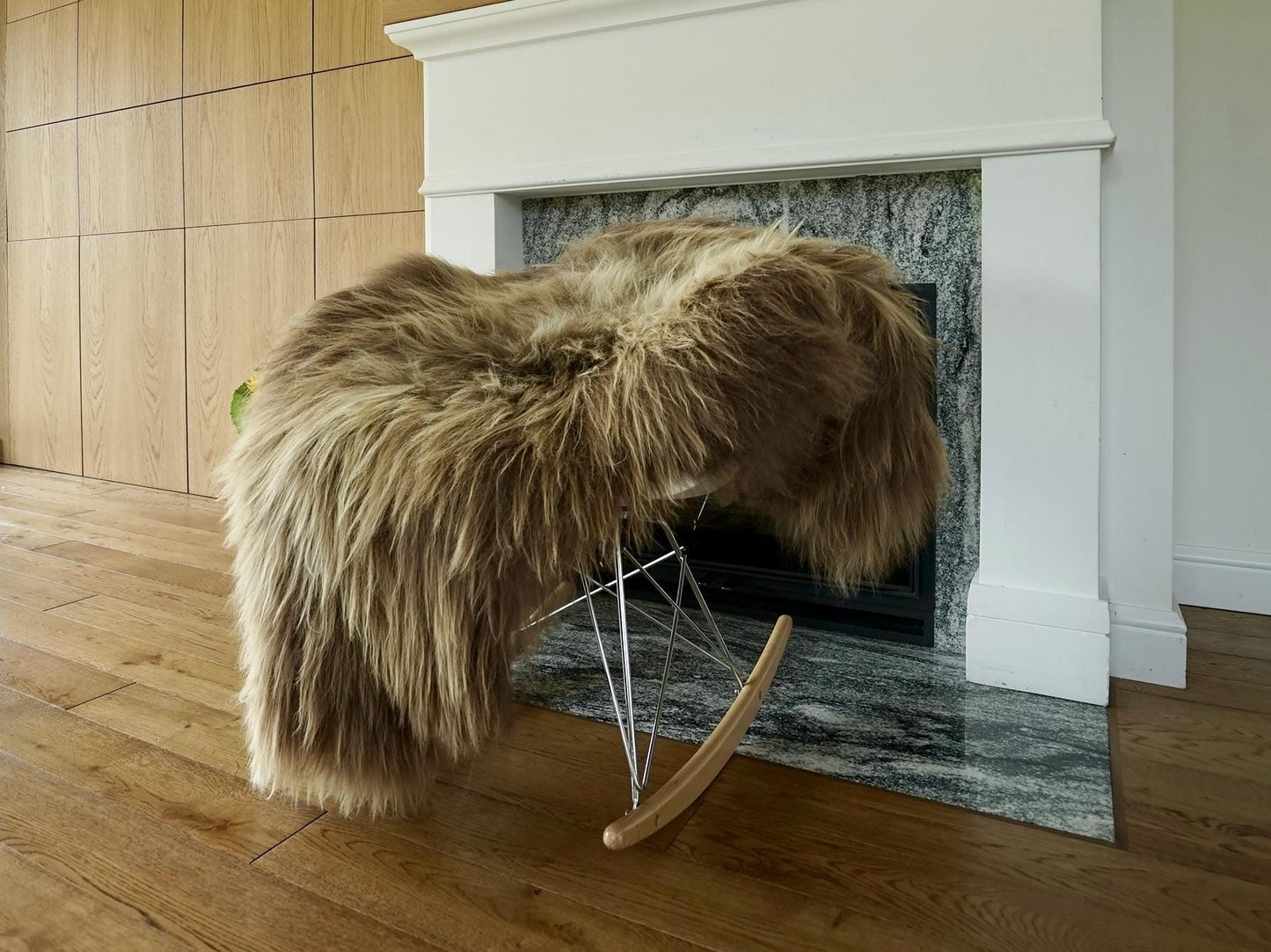 SHEEPSKIN WHITE & Brown Throw Natural color Genuine leather Sheep Skin 52"x 36"  Decorative rug XG10 Natural comfy, cozy, very thick, shiny