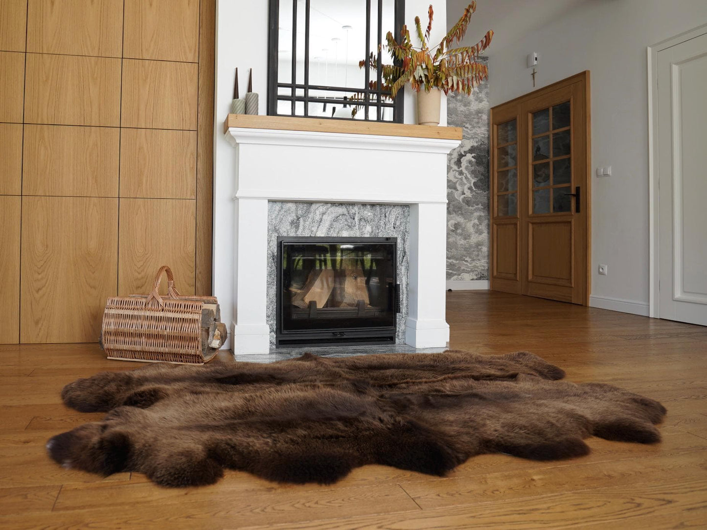 GIANT Rug FOUR SHEEPSKIN Brown Throw Genuine Leather Sheep Skin Decorative rug - White comfy, cozy, natural very thick!