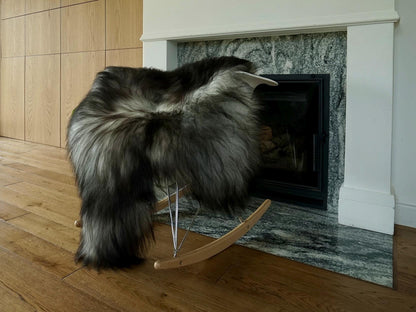 SHEEPSKIN WHITE & Black Throw Natural color Genuine leather Sheep Skin 52"x 30"  Decorative rug XG8 Natural comfy, cozy, very thick, shiny