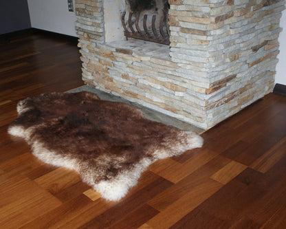 BIG SHEEPSKIN 46"x 26" Brown Mouflon Throw Genuine leather Sheep Skin Decorative rug Natural comfy, cozy, hair is very thick, shiny !