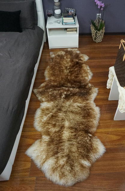 GIANT SHEEPSKIN  Double XXL Mouflon Throw Genuine leather Sheep Skin 79"x32"  Decorative rug Natural comfy,cozy, hair is very thick, shiny !