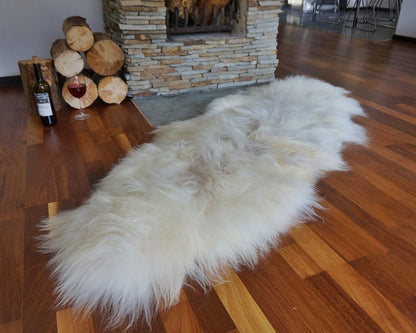 DOUBLE Original GIANT Iceland  X  79 "x 32" White  Genuine Natural Sheepskin Rug Exclusive rug