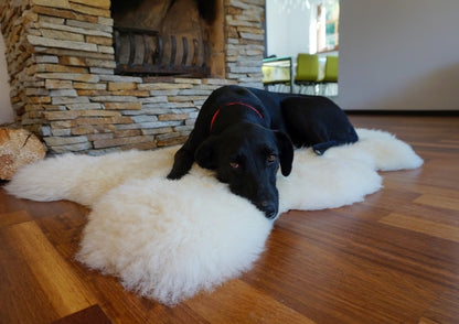 Original BIG L White Genuine Natural Sheepskin Rug Exclusive rug, Large Sheepskin Dog Bed, Woolen Dog Bed Mat, Pet Dog