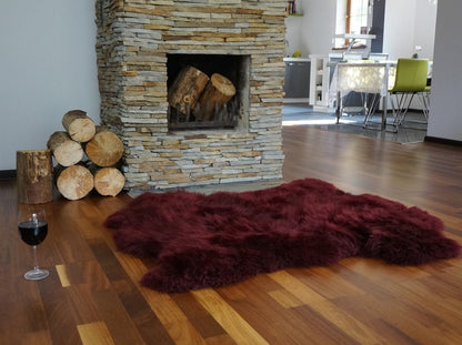 DOUBLE Original GIANT X  48 "x 48" Burgundy Genuine Natural Sheepskin Rug Exclusive rug